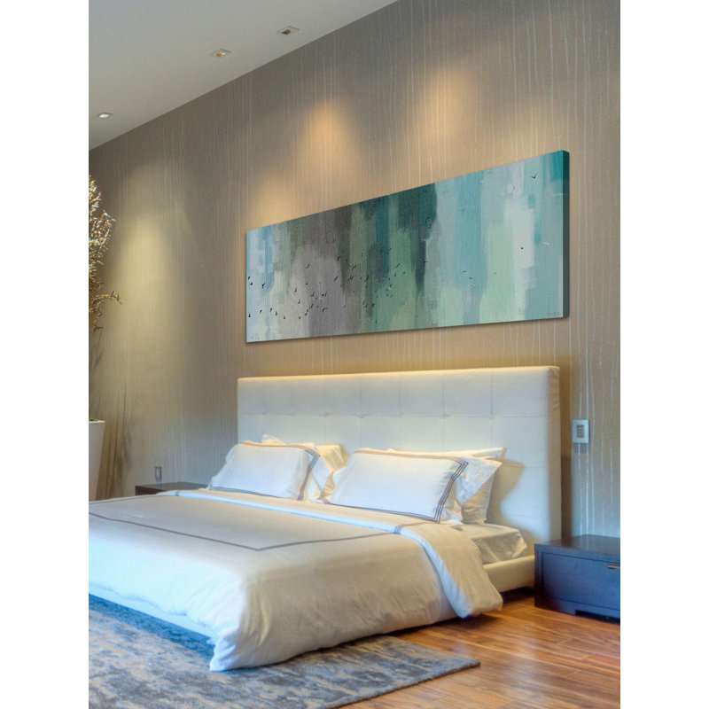 Large Abstract Blue and Gray Canvas Wall Art