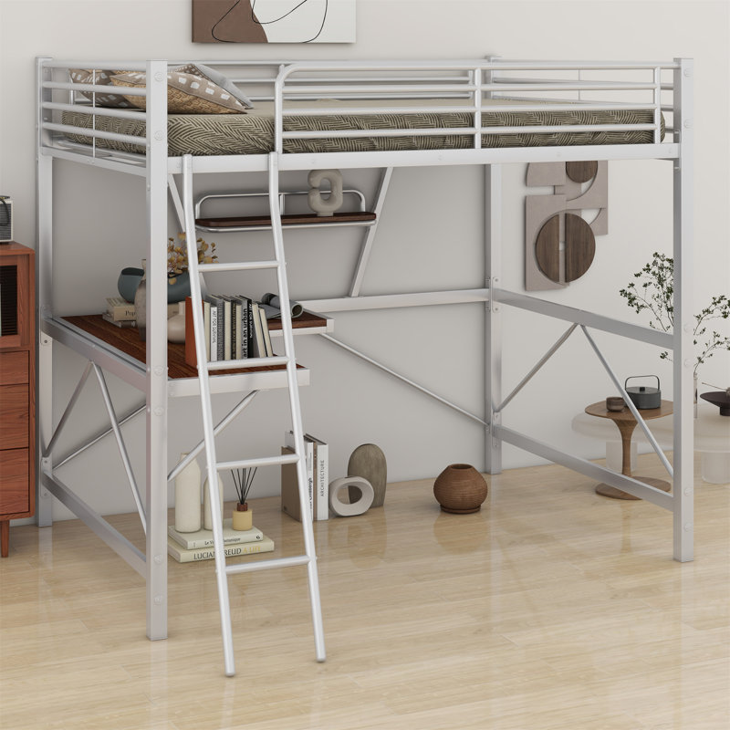 Catlyn Kids Loft Bed, Silver, Full