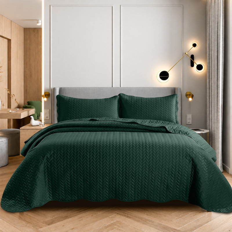Ensemble de couvre-lit matelassé en microfibre moderne et contemporaine, Couvre-lit simple + 1 taie d'oreiller standard