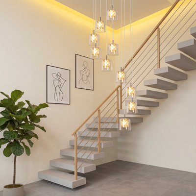Pendant Light 10 - lights G9 glass crystal modern Cluster Pendant - 230CM height adjustable