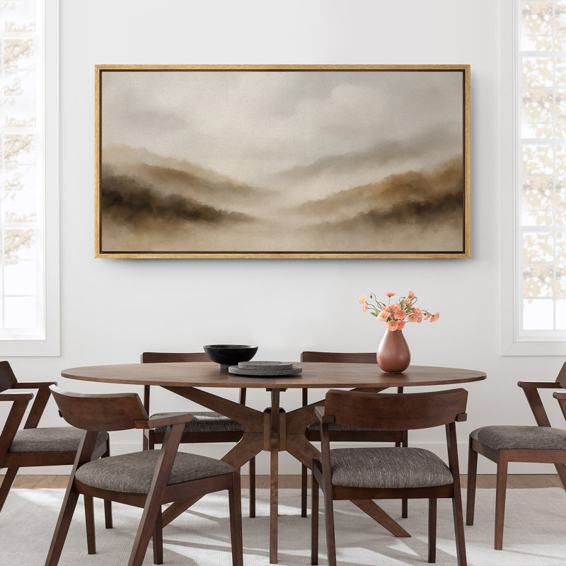 Large Framed Canvas Print Wall Art - Neutral Abstract Landscape Print for Minimalist Modern Wall Decor, Natural