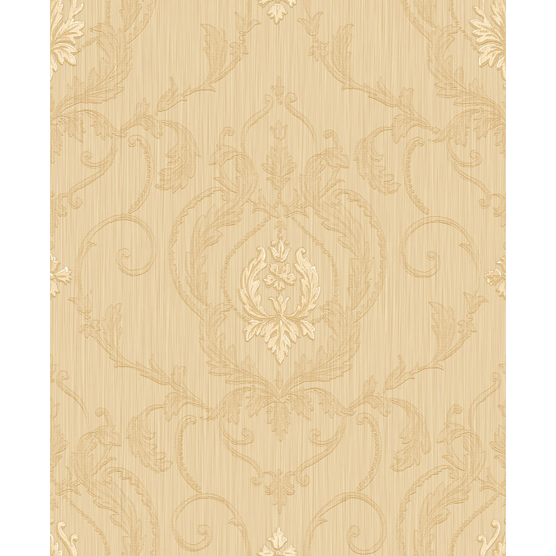 Rouleau de papier peint embossé à médaillons complexes L 33 pi x l 21 po Ornamenta, Doré / crème