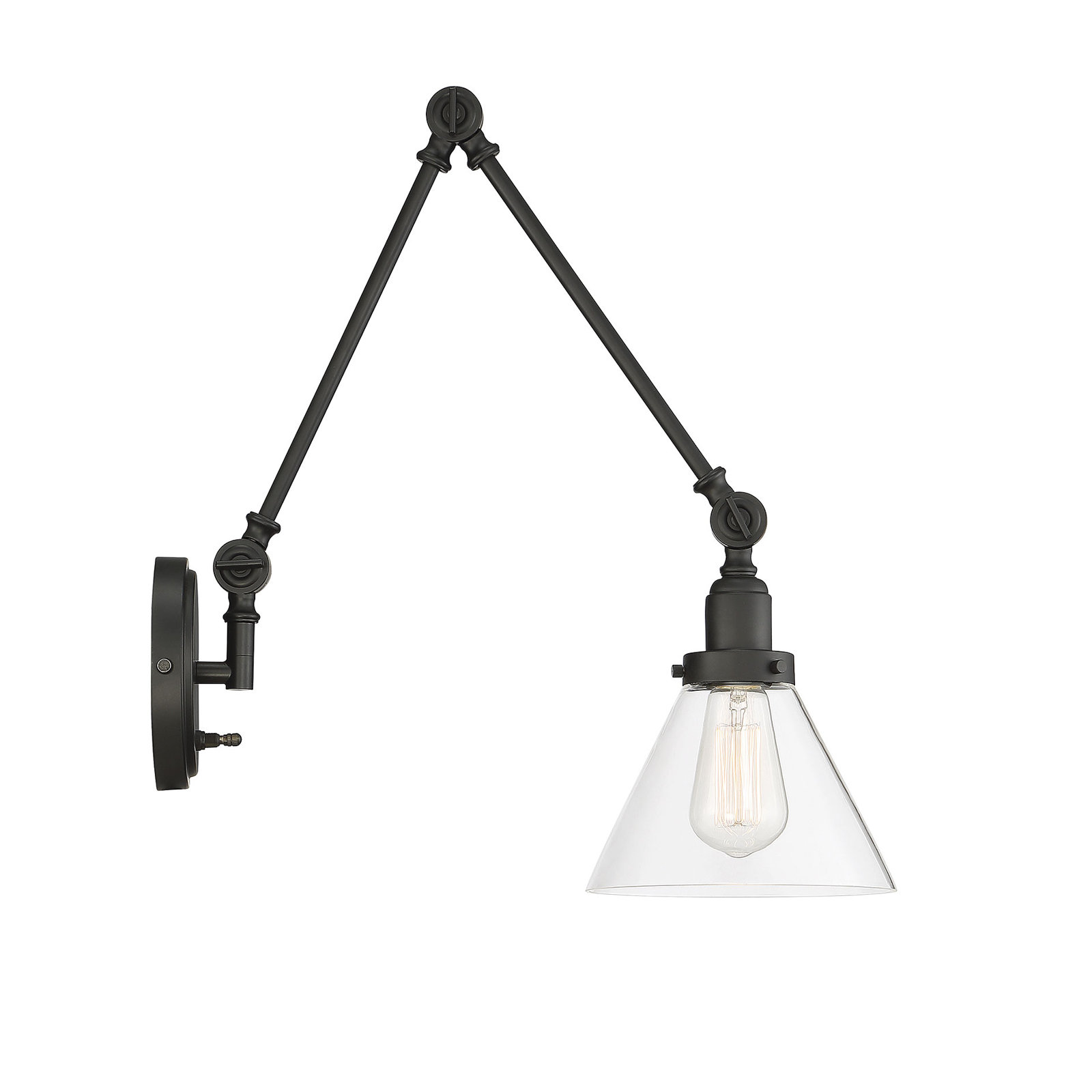 Catalina 1-Light Plug-in Swing Arm Wall Sconce, Matte Black