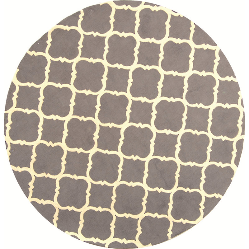 Fullerton Hand Hooked Cotton Pile Geometric Rug, Round 6'
