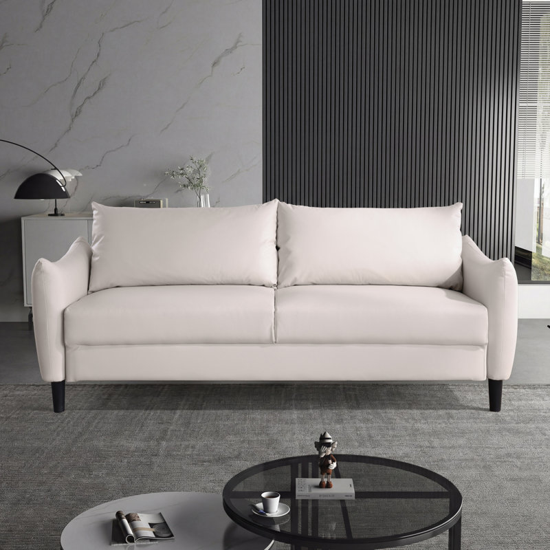 Canapé en similicuir 81 po Delana, Blanc