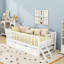 Lit plateforme simple en bois avec garde-corps et lit gigogne-1857866014