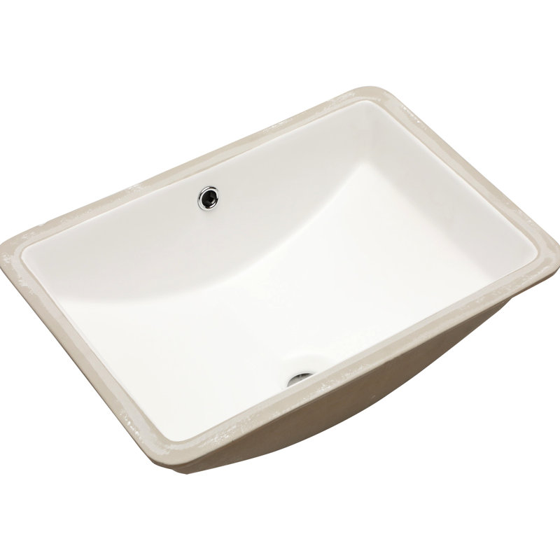 Lavabo de salle de bain encastré en céramique avec trop-plein Stain - 20,48 po x 15 po, conception élégante pour la maison et les espaces publics