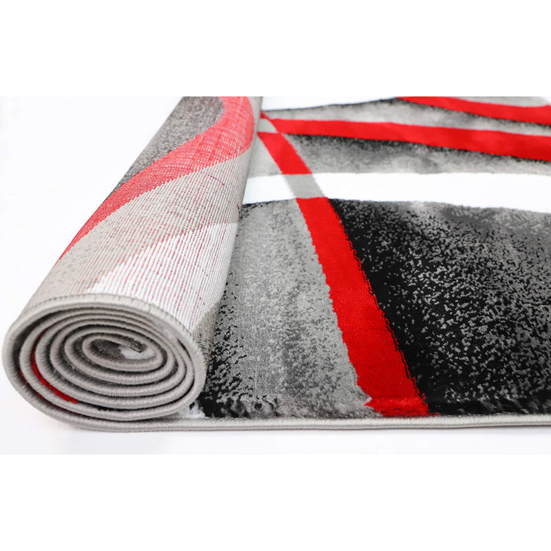 Ivy Bronx 5x7 Red Swirls Area Rug - Modern Carpet for Bedroom, Living Room, or Dining Room