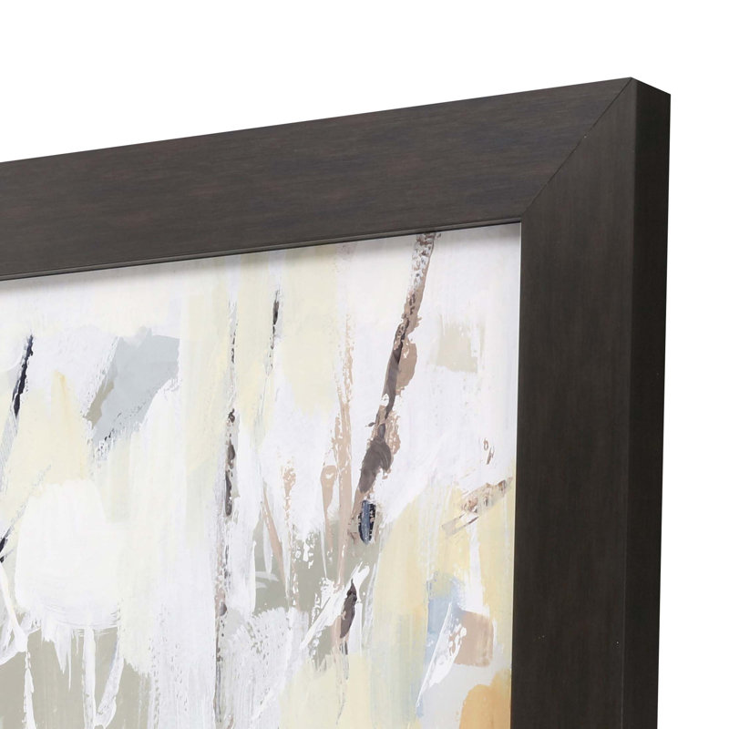 Abstract Birch Tree Landscape Print with Dark Wood Frame