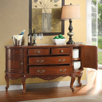 European-Style 4-Drawer Double Door Accent Cabinet