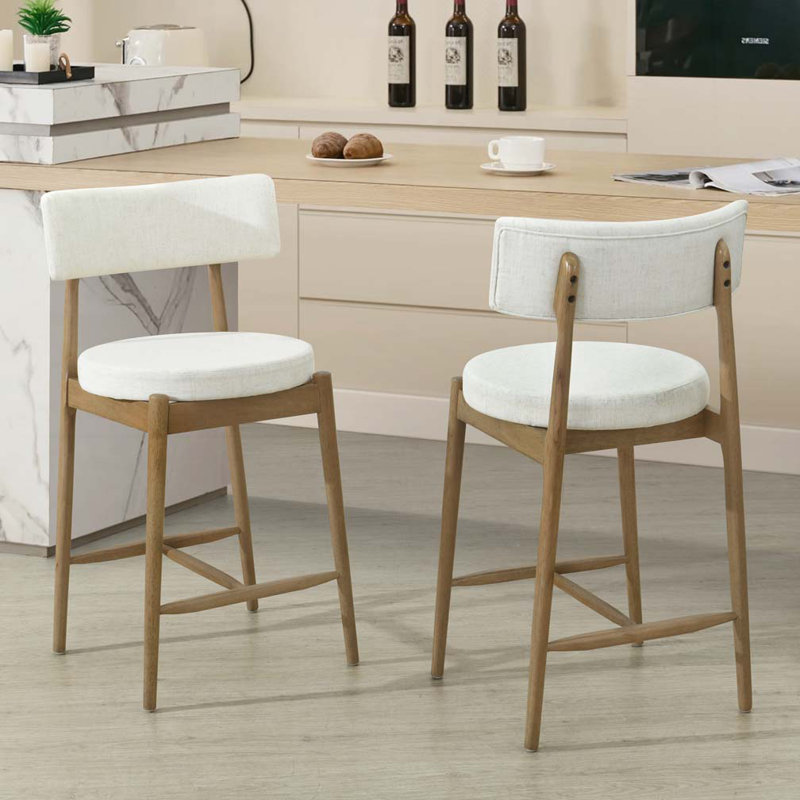 Tabourets de comptoir rembourrés en tissu Travares, Naturel