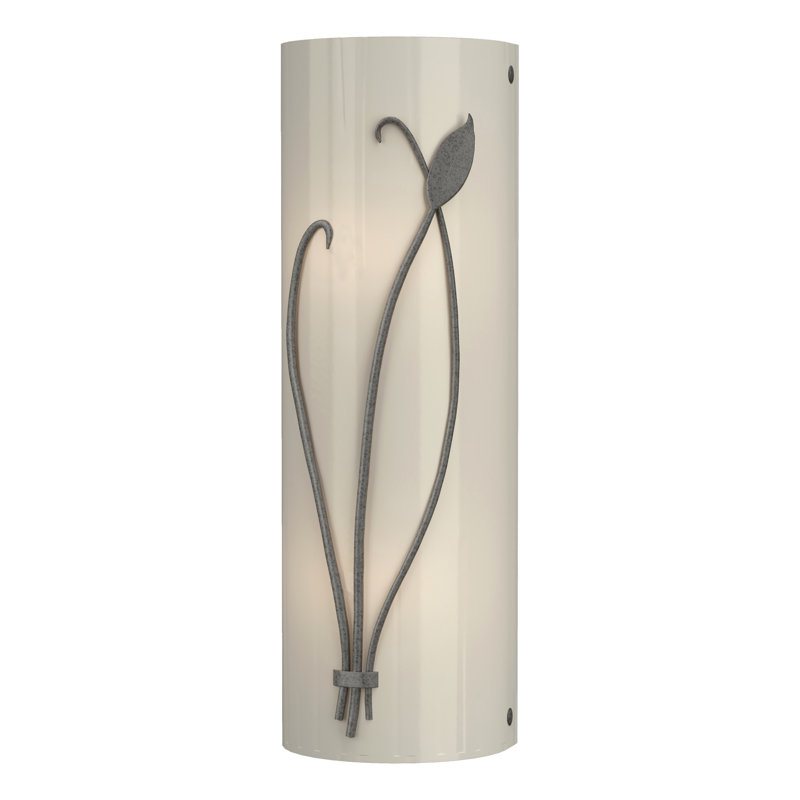 Leaf 2 - Light Flush Mounted Sconce, Natural Iron, Ivory Art Glass, Right