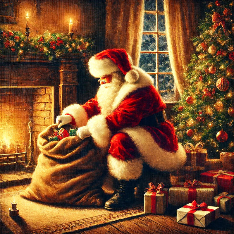 Santa's Gift prép - Impression sur toile tendue, H 30 po x l 30 po
