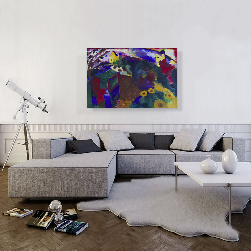 «Gardin in Murnau 1910» par Wassily Kandinsky - reproduction d'art sur toile tendue, H 26 po x l 40 po x 1,5 po