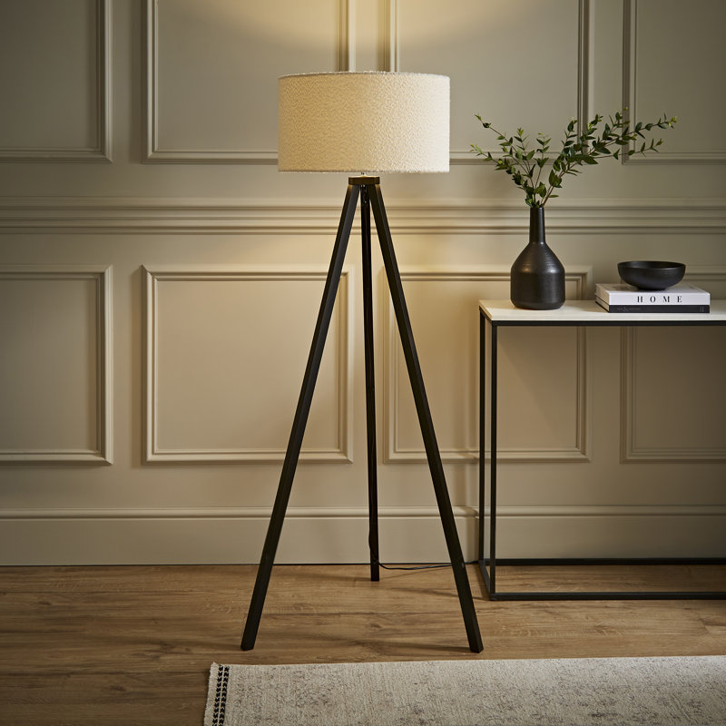 Baleine 132cm Tripod Floor Lamp Set, Cream, Yes, Black