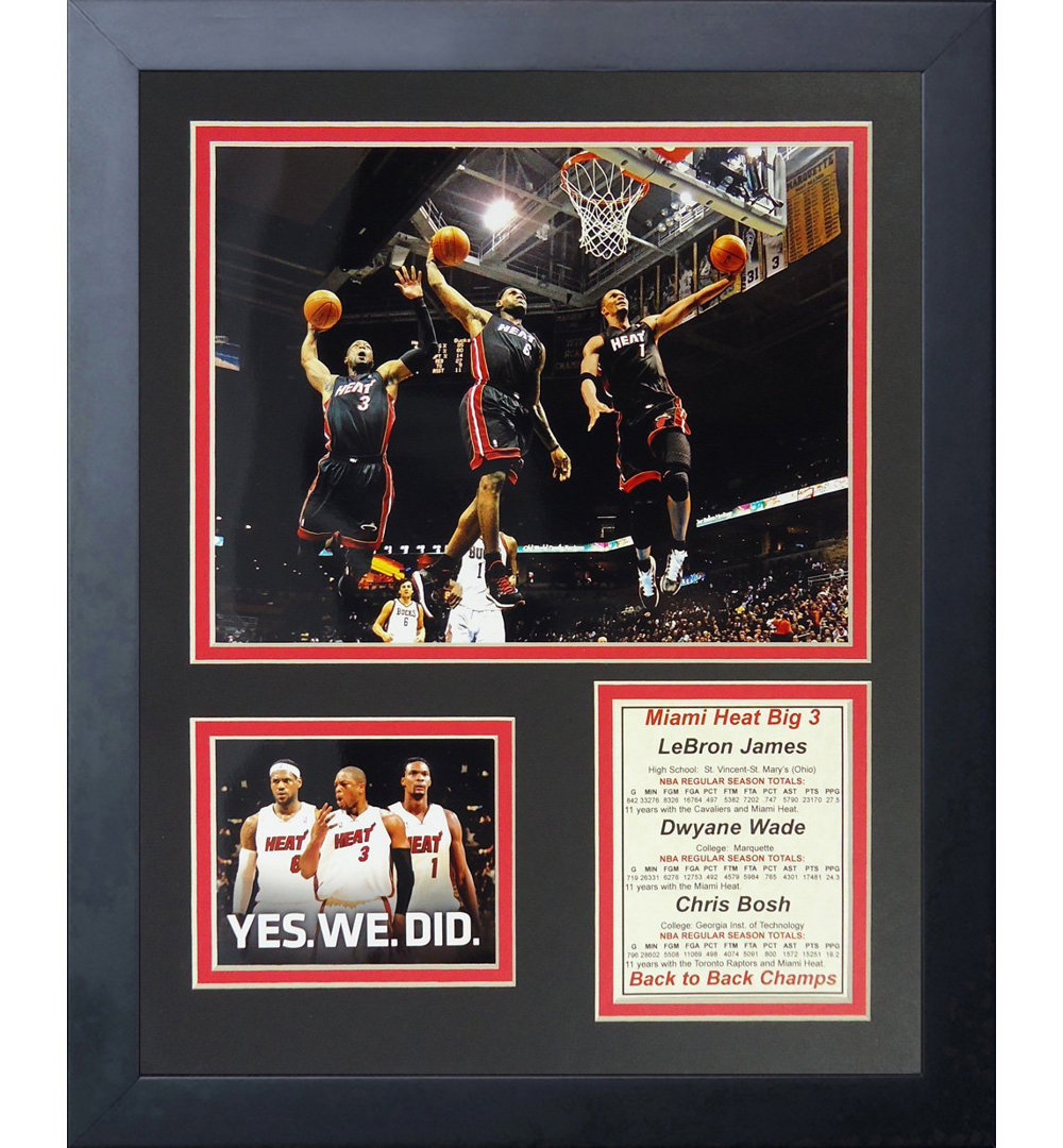 Miami Heat Big Three - Dunk Framed Memorabilia Legends Never Die