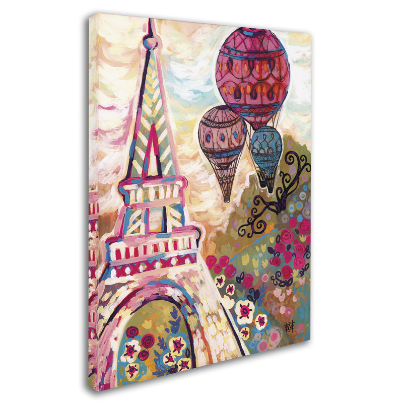 « ballons sur paris », reproduction d’art sur toile tendue, H 24 po x l 18 po x P 2 po