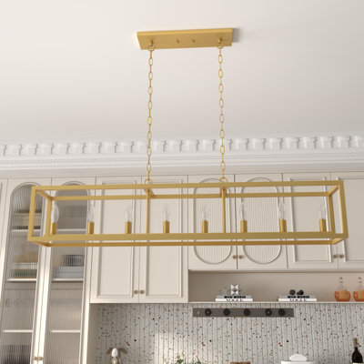 Lustre linéaire à 8 lumières pour îlot de cuisine Perea