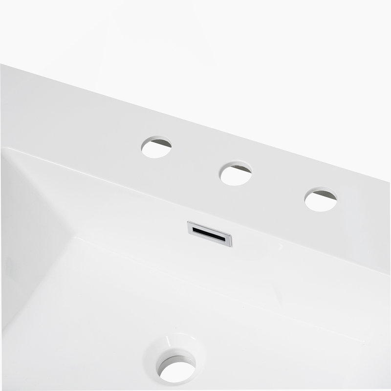Resin Basin With  Faucet Holes For Bathroom Vanity