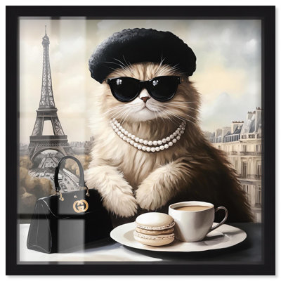 «Cat in Paris Treats Shadowbox Print» par Art Remedy