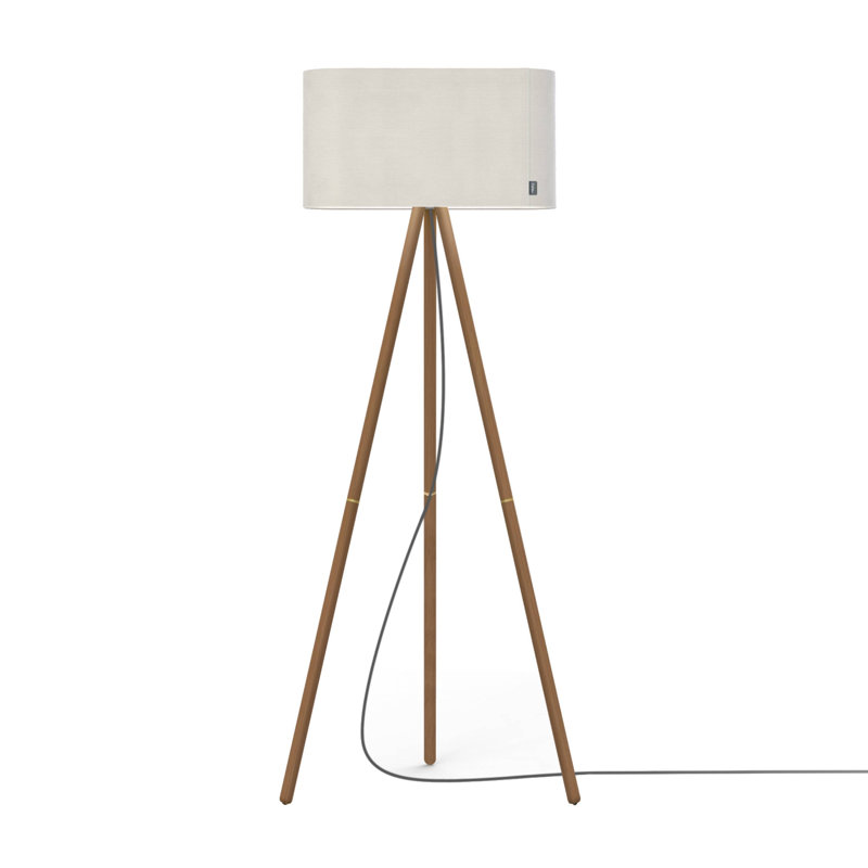 Lampe trépied Belmont, Blanc, Noyer