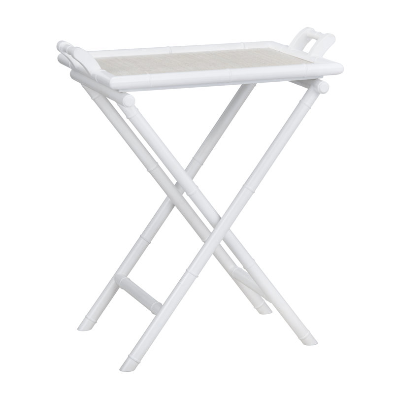 Table-plateau en bois massif et raphia blanc Mordcha