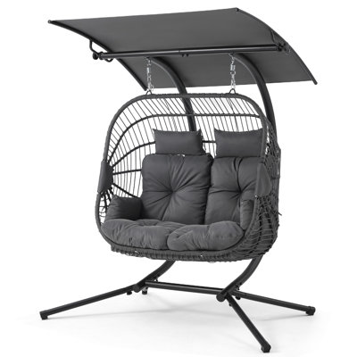 Oversized Hanging Swing Chair with Adjustable Canopy, Double Egg Chair