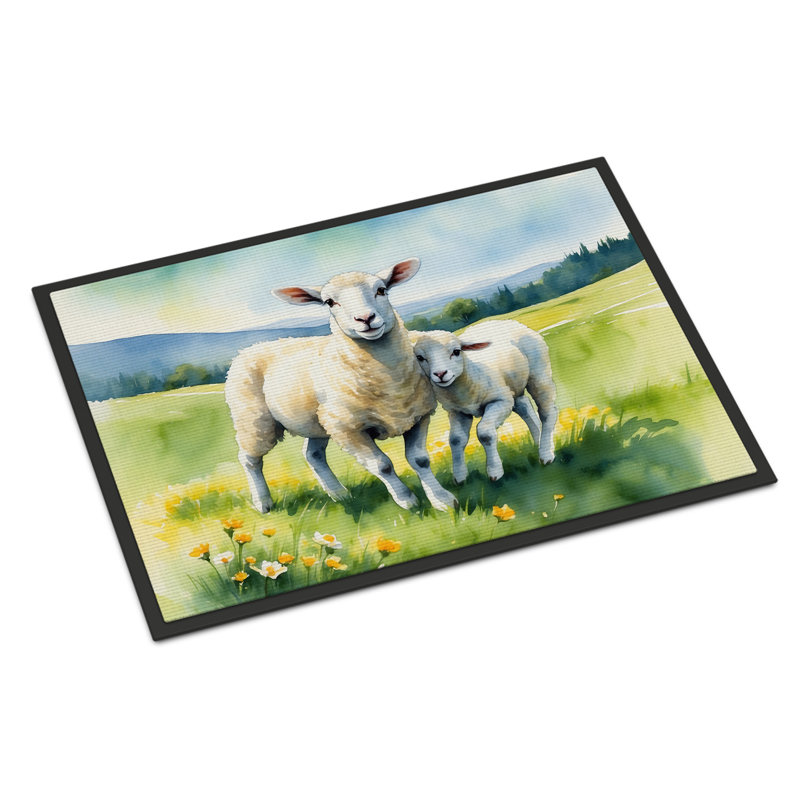 Springtime Lambs Doormat, 24" W x 36" L