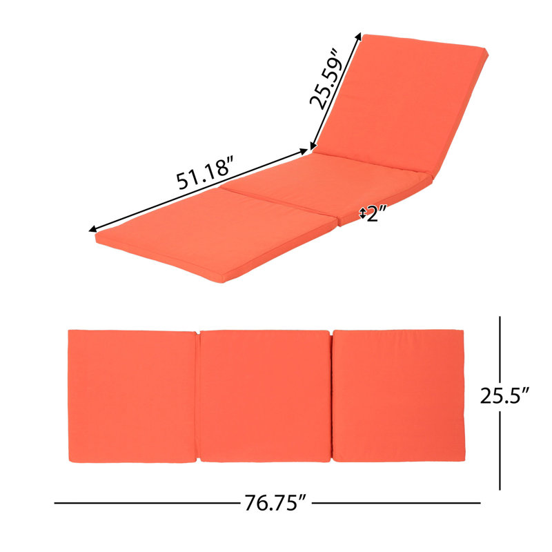Orange Lounge Cushion - Water , Protected, Rectangular Design Waterproof, Fade And With Ties