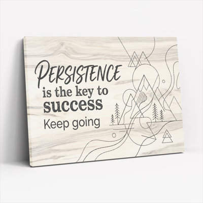 Persistence Is The Key To Success Inspirational Quote With Mountain Landscape Canvas Wrapped Wall Art Oil Painting Print For Home Office Decor