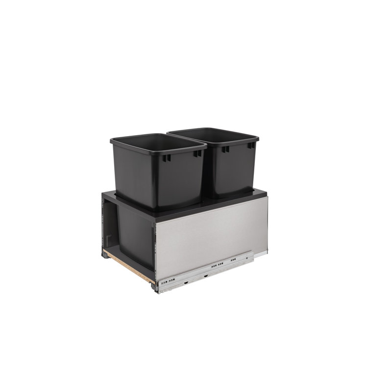 Rev-A-Shelf Legrabox Pull Out Double Waste/Trash Container with Soft Close, Black, 8.75 Gallons