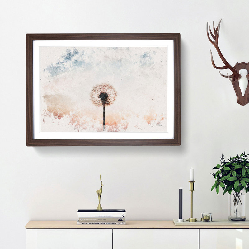 Dandelion - Picture Frame Painting, 36cm H x 48cm W x 2cm D, Walnut Framed