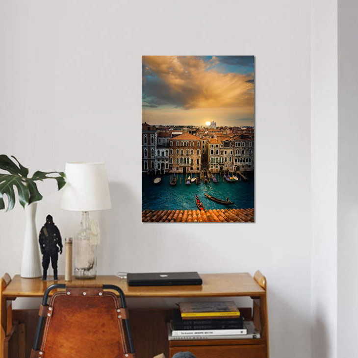 Imprimé coucher de soleil sur toile, H 12 po x l 8 po x P 0,75 po, Toile tendue, Pas de tapis
