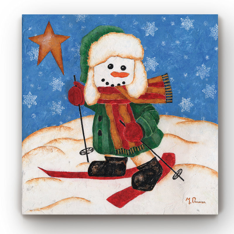 « snow bonhommes ski », impression sur toile tendue, H 40 po x l 40 po x P 1 po