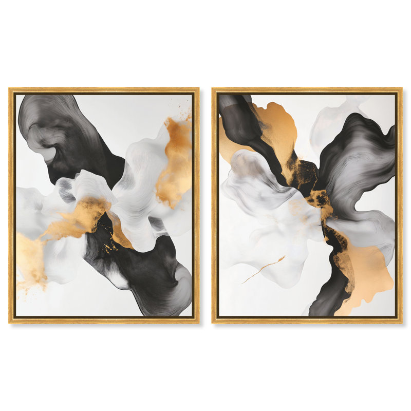 «Celestial Boundaries Duo», ensemble de reproductions d'art encadrées en acrylique encadrées par Art Remedy, cadre doré, 24 x 30