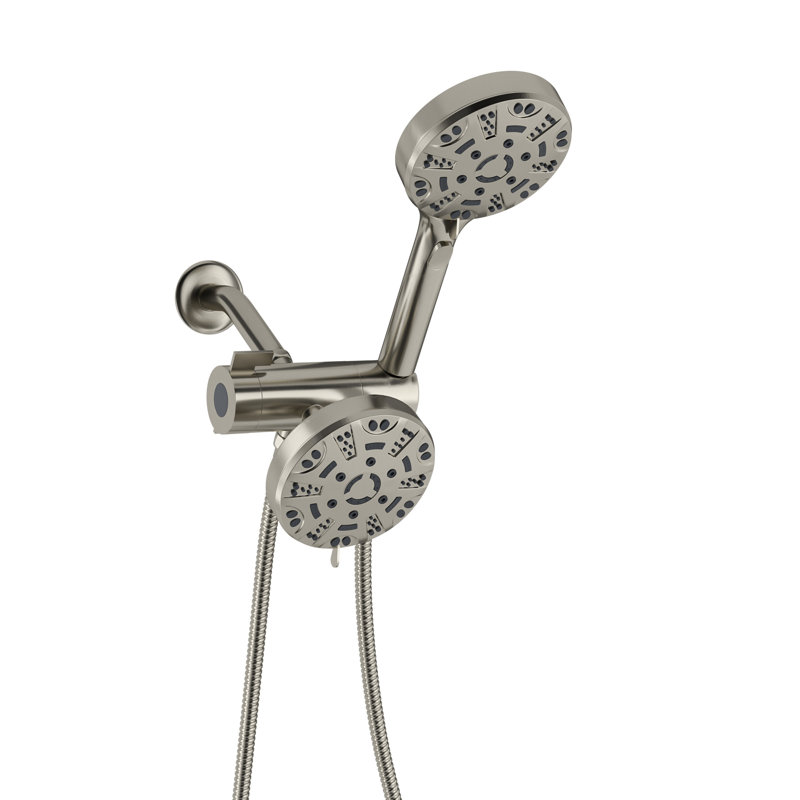 8-Setting Dual Shower Head System, 1.8 GPM High Pressure Rain Shower with Handheld, Brushed Nickel