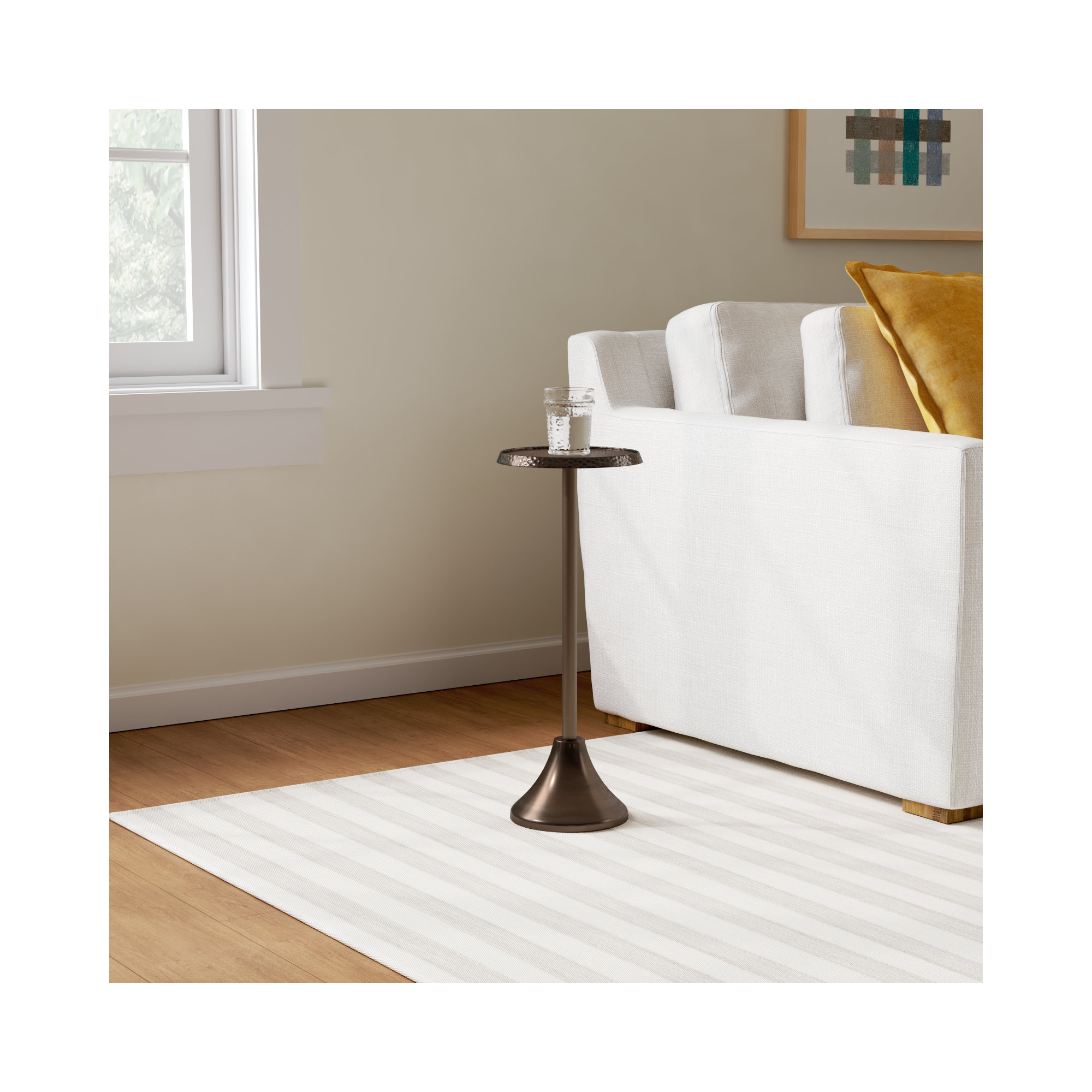 Deanna Iron End Table, Bronze Base/Mirrored Glass Top, 23" H x 9" W x 9" D