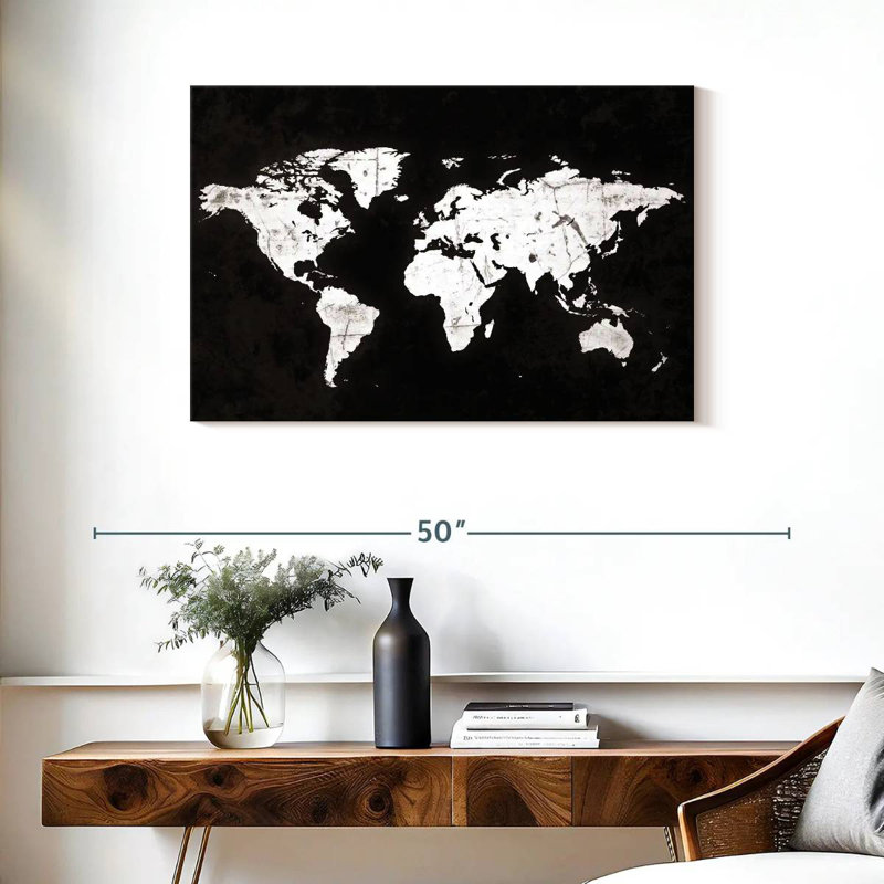 Carte du monde Aliaz White Contrast, H 24 po x l 36 po