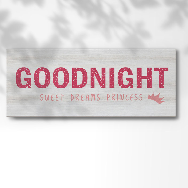 Princesse Goodnight sur toile, art textuel, H 8 po x l 20 po x P 1,5 po