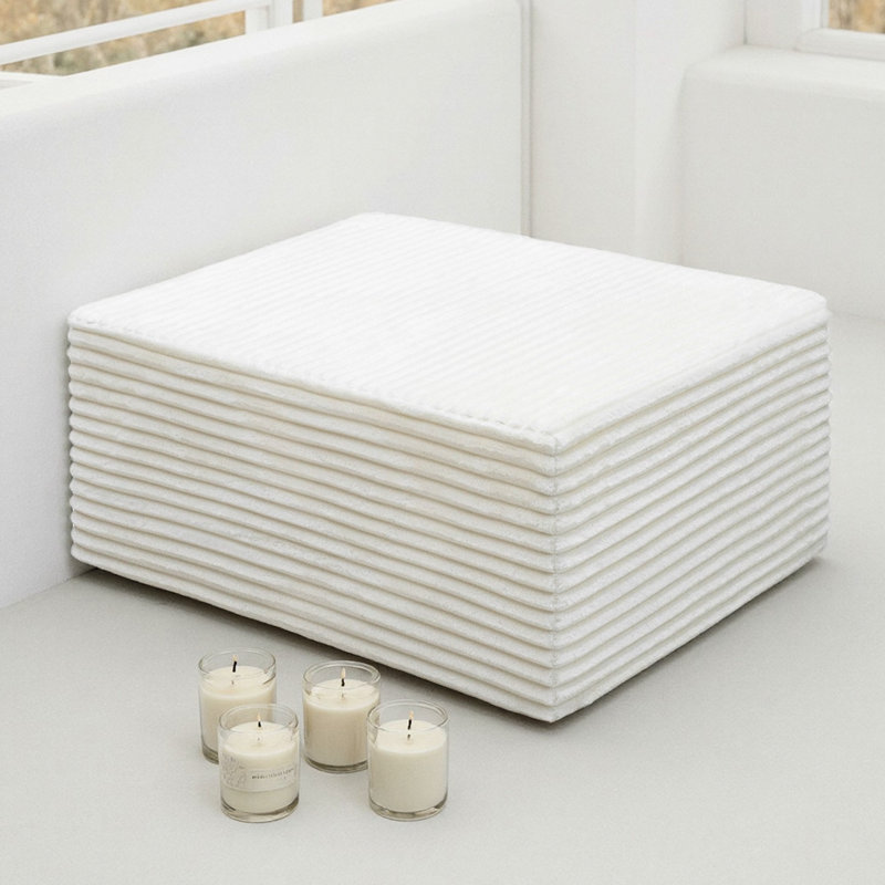 Canapé modulaire blanc, tissu velours côtelé, méridienne confortable, aucun assemblage requis, velours côtelé
