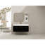 Meuble-lavabo mural de 122 cm (48 po) en châtaignier noir avec lavabo et tablette de rangement, charnières à fermeture douce, tablette de rangement, lavabo en résine épaisse, style moderne.