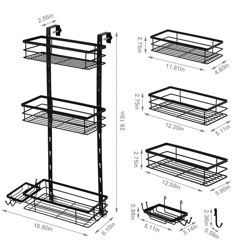 Serviteur de douche mural en acier inoxydable Lorenzi, Noir