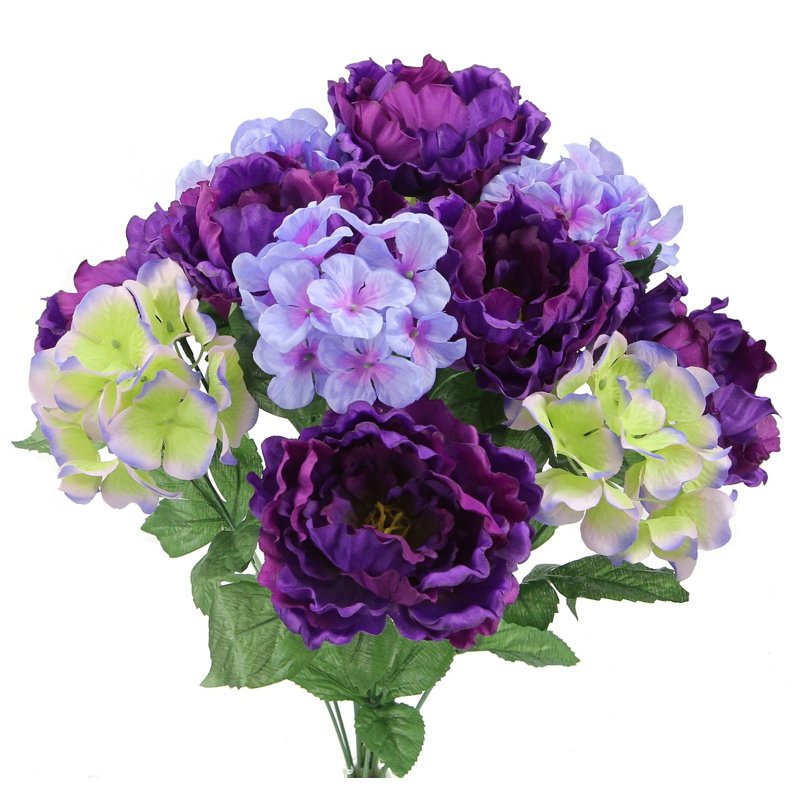 Ensemble de fleurs mélangées à motif floral artificiel à 12 tiges, Mauve Periwinkle
