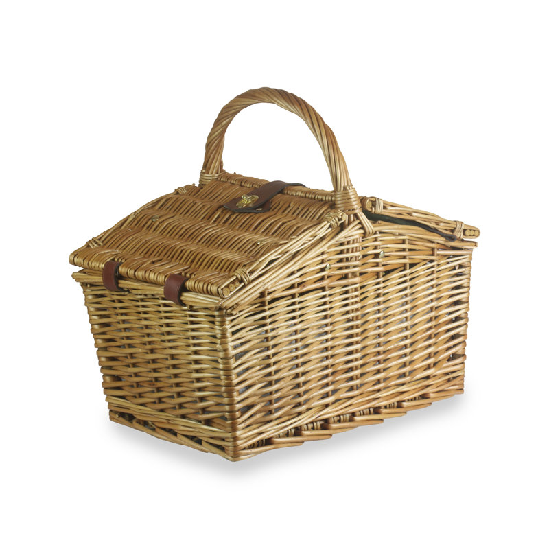 2 Person Wicker Tweed Effect Double Lidded Fitted Picnic Hamper