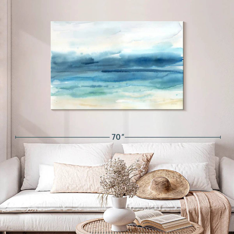 Gillard indigo paysage marin, H 30 po x l 45 po