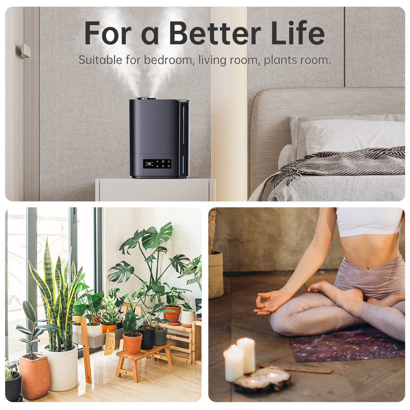 Kloudic 1.6 Gallons Cool Mist Ultrasonic Humidifier with Humidistat and Timer for 700 Cubic Feet