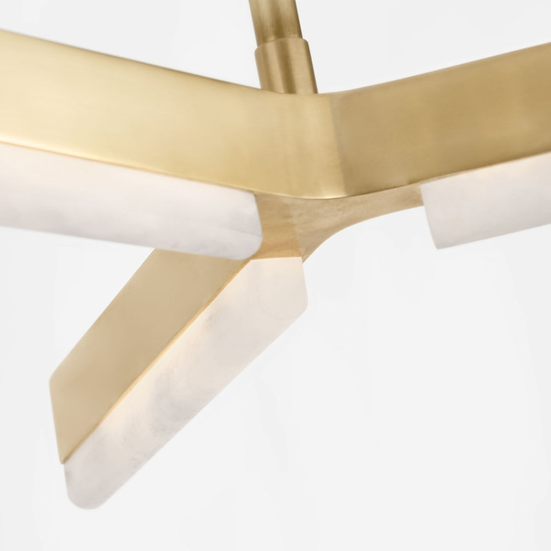 Linea LED Chandelier, Hand Rubbed Antique Brass