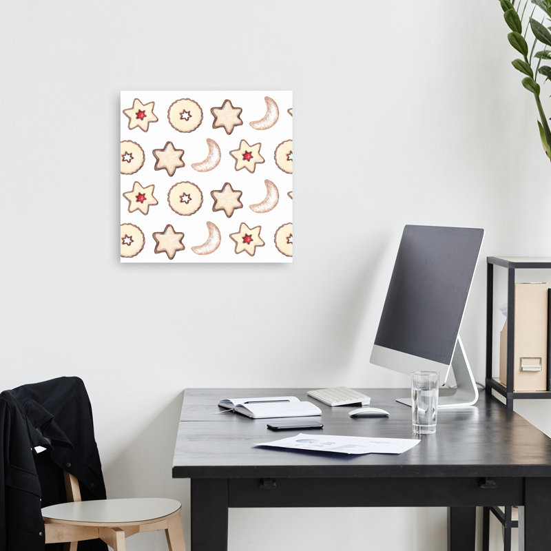 Assortiment de biscuits festifs - Affiche murale abstraite contemporaine représentant un paysage d'hiver, H 18 po x l 18 po