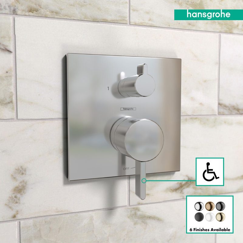 Ecostat Square Pressure Balance Shower Trim with Diverter Valve Trim Only, Chrome