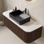 Meuble-lavabo mural simple 48 po avec comptoir blanc Carrara, deux lavabos en céramique noirs, 2 tiroirs à fermeture en douceur, armoire flottante moderne pré-assemblée - noir mat / noyer foncé-398597184